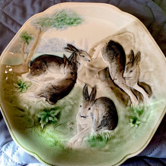 Majollica bunny plates set of 5. Made in France, 1900. - Picture 16 of 16